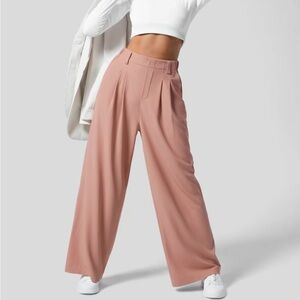 Halara High Waisted Plicated Side Pocket
Wide Leg Waffle Casual Pants Rose Large
